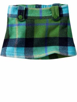 BabyGap: Button-tab plaid mini skirt - blue/green plaid
