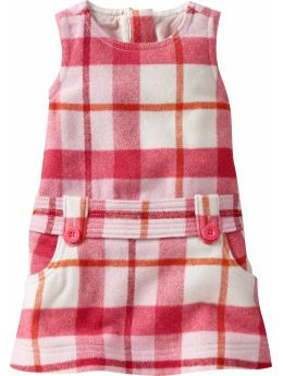 BabyGap: Button-tab plaid jumper - new pink coral