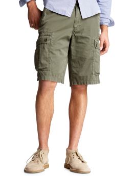 Men: Garment dye twill cargo short - chino lichen