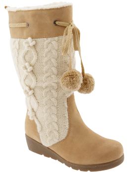 GapKids: Cable knit boots - light camel