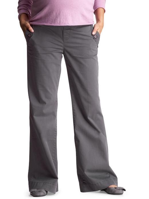 GapMaternity: Demi panel stretch twill khakis - blue slate