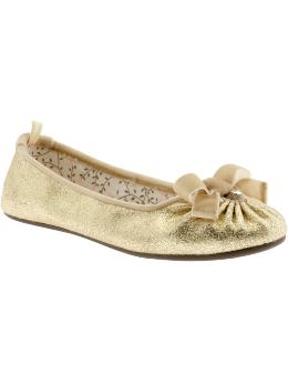 GapKids: Metallic keyhole ballet flats - champagne