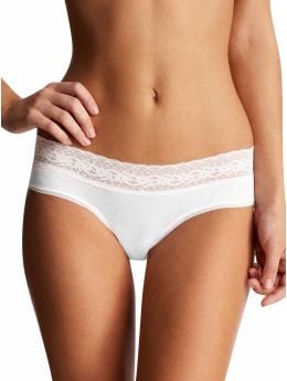 Women: Ultra low rise lacey cotton hipster - white