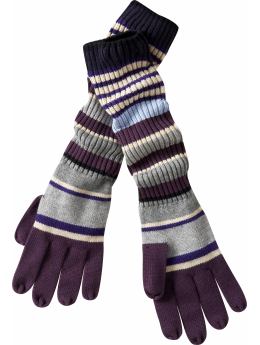 Women: Multi-striped long gloves - purple