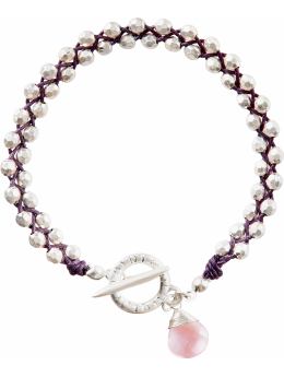 Women: Metal beaded woven bracelet - purple