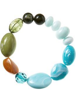 Women: Multi-bead stretch bracelet - green
