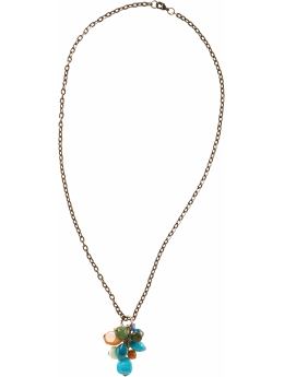Women: Multi-bead charm necklace - green