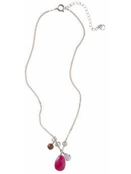 Women: Glass bead charm necklace - ruby