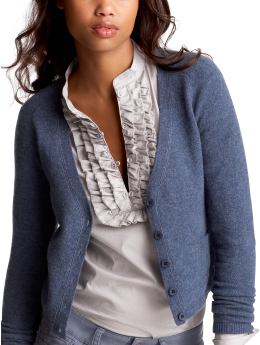 Women: Shrunken cardigan - blue heather