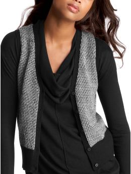 Women: Jacquard sweater vest - black/cream