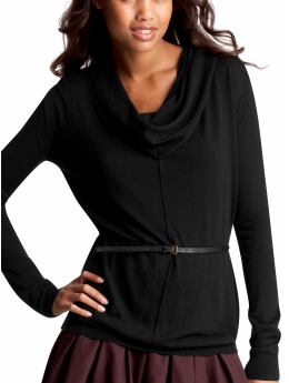 Women: Cowlneck sweater - true black
