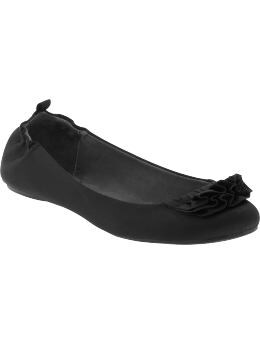 Women: Ruffle ballet flats - true black