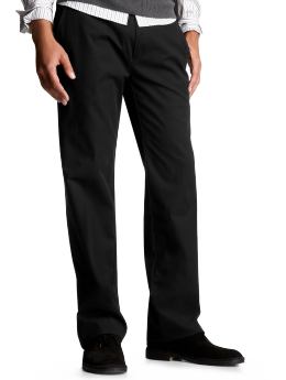 Men: Clean relaxed fit plain front khakis - true black