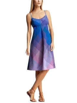 Women: Madras A-line dress - purple combo