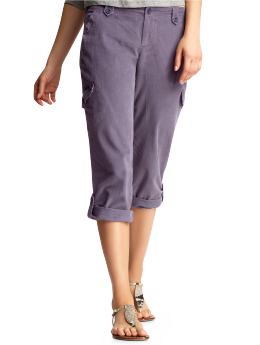 Women: Cropped roll-up corduroy pants - summer grape