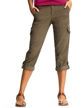 Women: Cropped roll-up corduroy pants - surplus