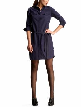 Women: Silk blend shirt dress - dark indigo