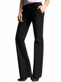 Women: Hip slung flare leg pants - true black