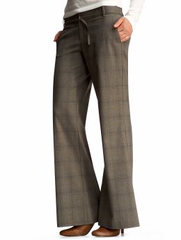 Women: Yarn-dyed wide leg trousers - green plaid