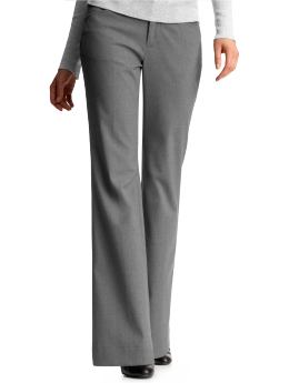 Women: Curvy pinstriped flare leg pants - gray stripe