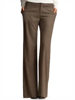 Women: Pintucked trousers - brown herringbone