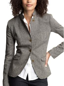 Herringbone band blazer