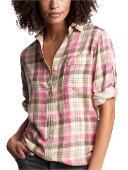 Women: Plaid boyfriend shirt - pink plaid
