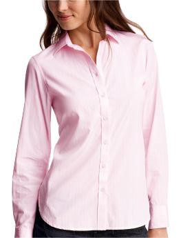 Women: Striped fitted shirt - pink stripe