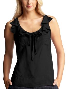 Women: Ruffle and bow cami - true black