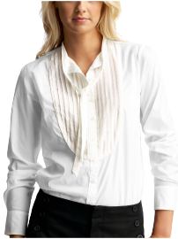 Women: Pintucked tie-neck shirt - optic white