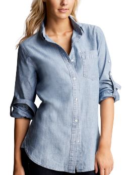 Women: Boyfriend chambray shirt - denim
