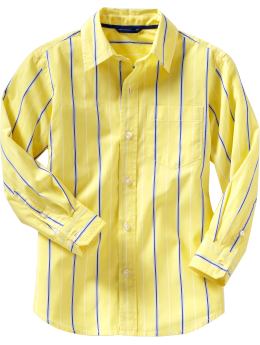 GapKids: Blue striped shirt - lemon drop yellow