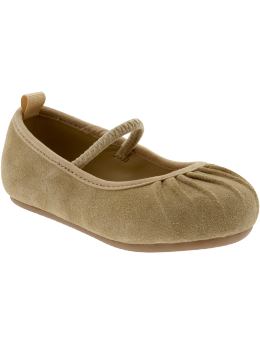 BabyGap: Shirred ballet flats - sand khaki