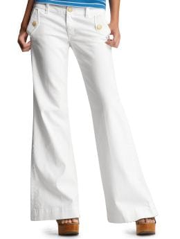 Women: White flare leg trouser jeans - white