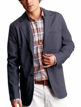 Men: Unlined herringbone blazer - favorite navy