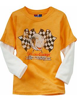 BabyGap: Junk Food 2-in-1 long-sleeved cartoon graphic T - curious george