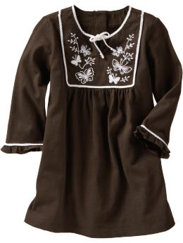 BabyGap: Embroidered butterfly tunic dress - hillside brown