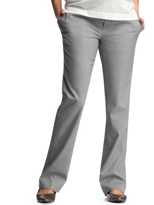GapMaternity: Roll panel slender pants - grey check
