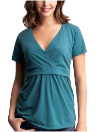 Crossover short sleeved nursing top