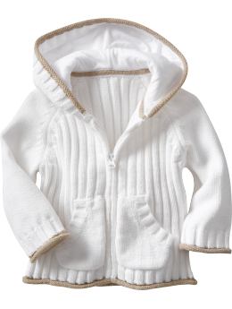 BabyGap: Ribbed sweater zip-up hoodie - white