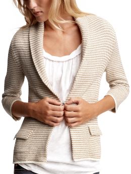 Women: Shrunken shawl cardigan - brown print