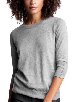 Women: Cropped-sleeve sweater - heather gray