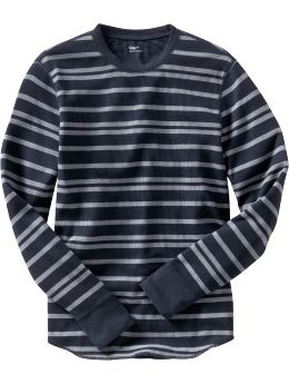 Men: Striped layering thermal T - true navy stripe