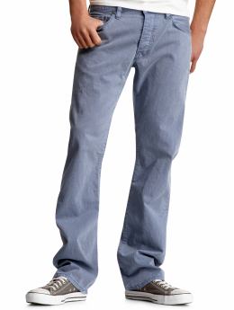Men: Garment dye straight jeans - army blue