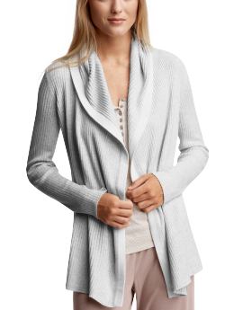 Women: Shawl wrap sweater - pale heather gray