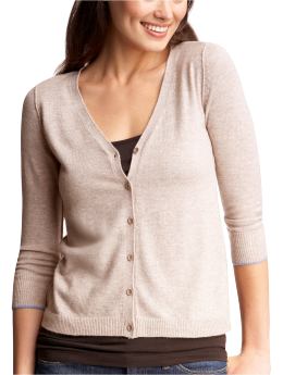 Women: Cropped V-neck cardigan - heather river bed
