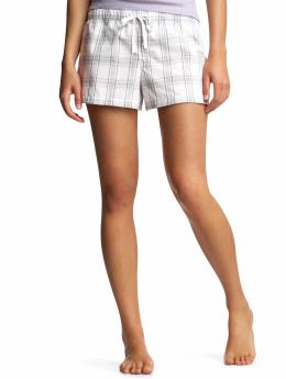 Women: Plaid poplin shorts - lilac plaid