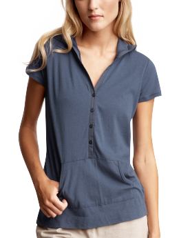 Women: Henley hoodie - buoy blue