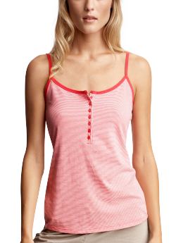 Women: Henley cami - teenie stripe strawberry