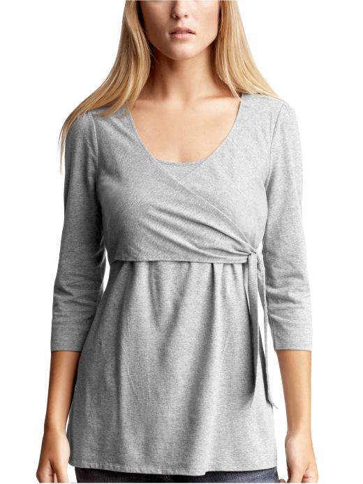 Gap Womens Heather Grey Wrap Front Nursin